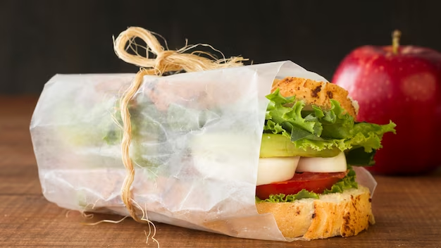 Close-up of etee wrap securely sealing a sandwich.