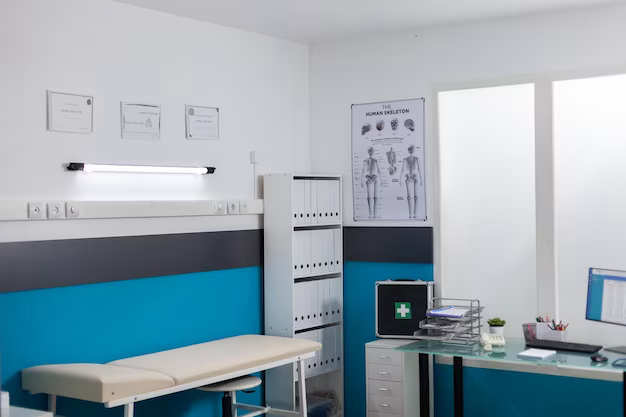 Room with medical equipment and instruments